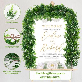 DDHS Artificial Greenery Garland, 6FT Faux Eucalyptus Garland Fake Vines Hanging Plant Green Decor, Artificial Boxwood Plants for UV Outdoor Indoor Wedding Backdrop Arch Wall Table Farmhouse Party