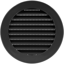 Vent Systems 4'' Inch Black Soffit Vent Cover - Round Air Vent Louver - Grill Cover - Built-in Insect Screen - HVAC Vents for Bathroom, Home Office, Kitchen