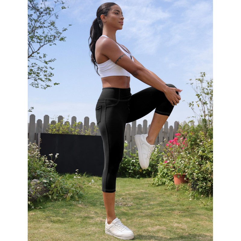 VOOVEEYA Capri Leggings for Women, High Waisted Yoga Pants with