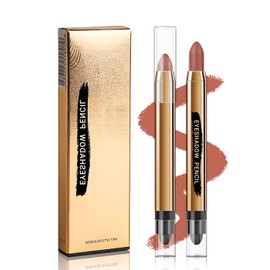 Matte Eyeshadow Sticks for Eyes, KXAMELIE Eye Brightener Stick with Double End Brush, Durable Eyeshadow Pen, Colouring Pencils, Smudger Cream Contour Stick for Women (Caramel)