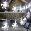 Fohil Solar String Lights Snowflake100LED 12M 8 Modes Waterproof Outdoor