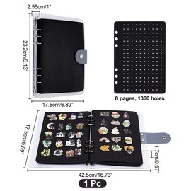nbeads Pin Display Book, 23.2 x 17.5 x 2.55 cm Portable Pin Book Felt Brooch Storage Loose Leaf Binder Notebook Albums with Plastic Cover for Enamel Pin Jewellery Pin, Black