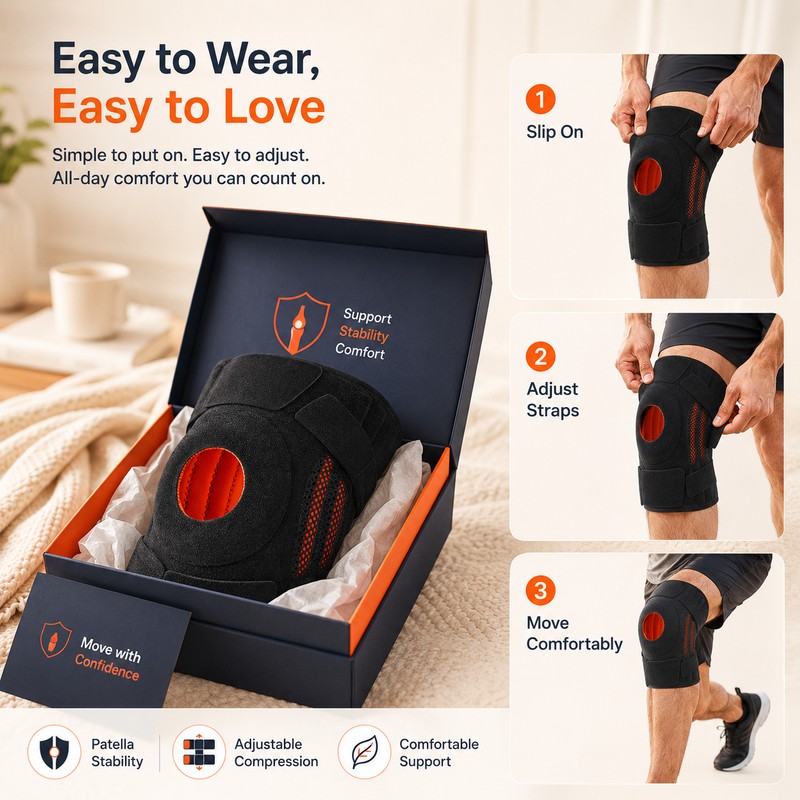 Knee Brace with Side Stabilizers for Sports Support – Adjustable