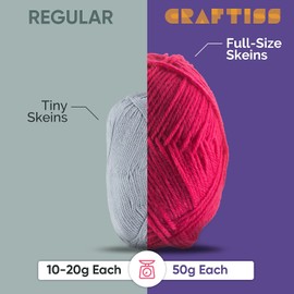 CRAFTISS - Minimadejas de hilo acrílico de 12 x 50 g, 1,189 m de hilo suave para ganchillo y proyectos de manualidades, kit de ganchillo para principiantes, surtidos a granel para adultos y niños
