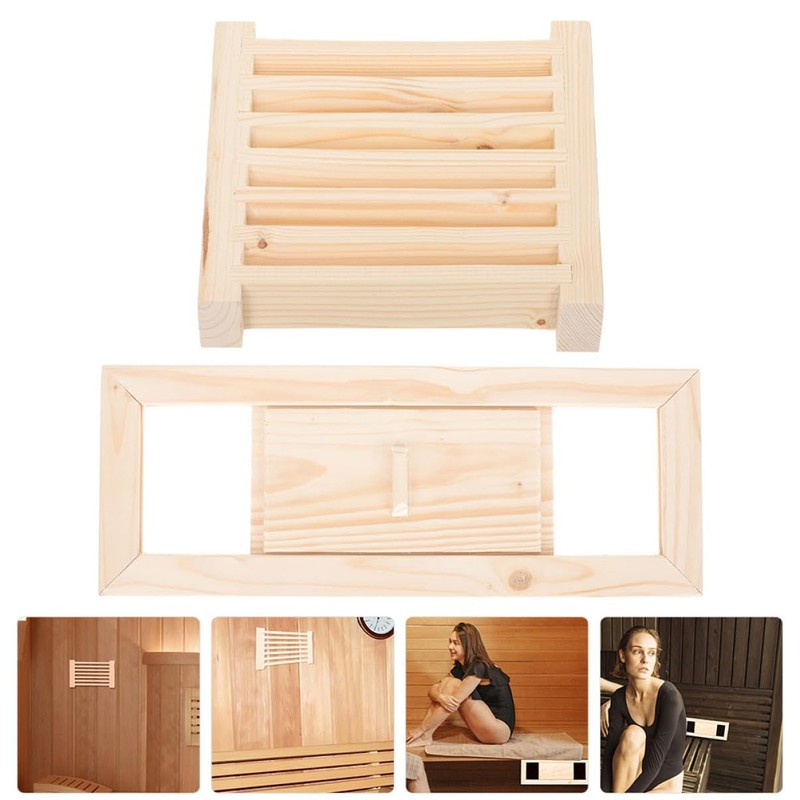 Kisangel Wooden Vent Blinds for Steam Room Sauna Accessory Air