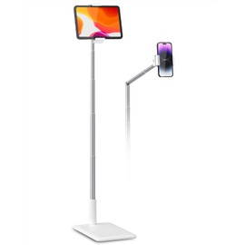 Viozon Tablet Floor Stand-Flexible Long Arm Tablet&Phone Holder,360° Angle Adjustable,Aluminum Alloy,Bedside,Sofaside,Desk,Compatible with 3.5-11 inches iPad,Kindle, iPhone 16 15 Plus/Pro Max -White