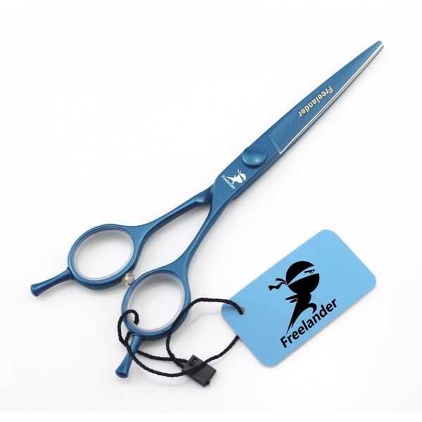 6.0 inch Professional 440C Barber Hairdressing Cutting Shear - Salon Hair Scissor for Hair Stylist - by Freelander (Blue)
