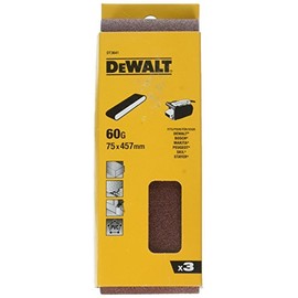 Dewalt Sanding Belts, 75 x 457mm, Grit Size 60, Pack QTY 3 DT3641-QZ