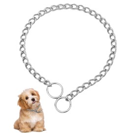 IPNSDON 1PCS Metal Choke Chain for Dog, Durable Thick Dog Collar for Pet Outdoor Training Small Medium Large Puppy Adjustable Silver Metal Necklace, L Length 40cm Diameter 2.0mm