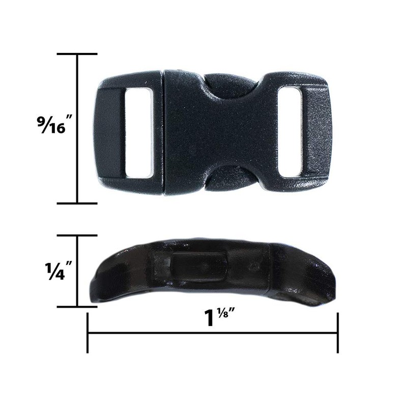3/8 Inch Black Plastic Buckles - Curved Contoured Quick Side