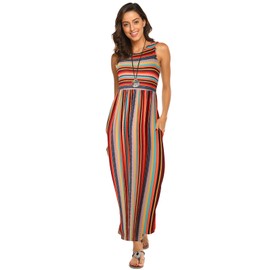 Hount Maxi Dresses for Women 2025 Casual Long Summer Boho Dresses Multicolored M