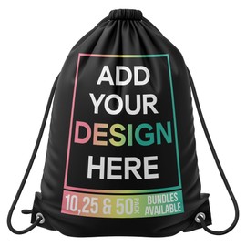 Printbox Merch Custom Drawstring Gym Sack Bag, Design You Own Customized Bags, Backpack Perfect for Small Business, Back to School, Swimming, Dance, Football Class