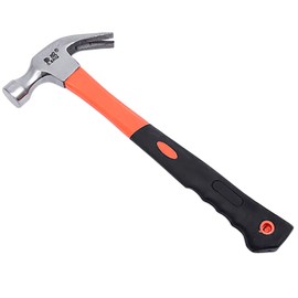 11 OZ Claw Hammer, Forged Steel Stubby Tack Hammer with Shock Absorbing Leather Handle for Driving and Pulling Out Nails (S)