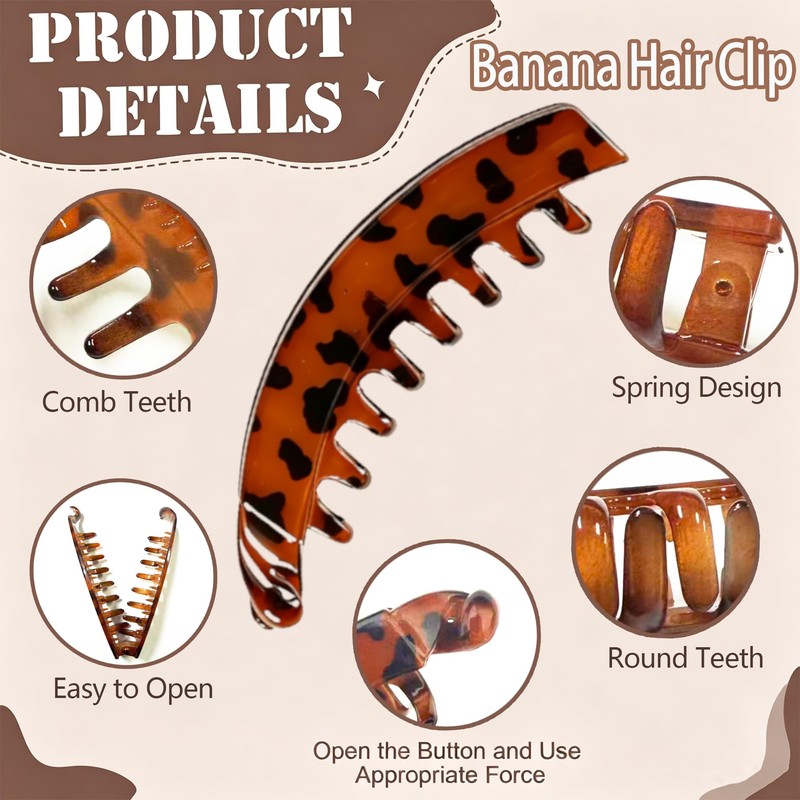 2 Pcs Banana Hair Clips for Hair,5.5 Inch Large Banana