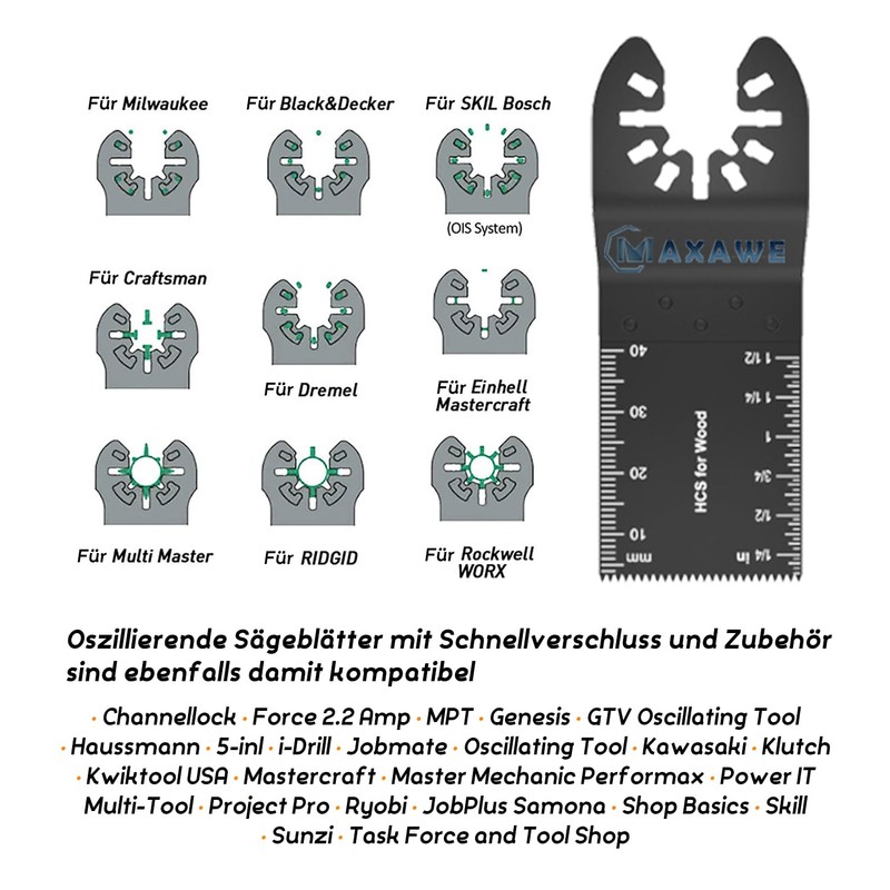 MaxAwe 33-Piece Oscillating Saw Blades Kit, Multitool Saw Blade Set