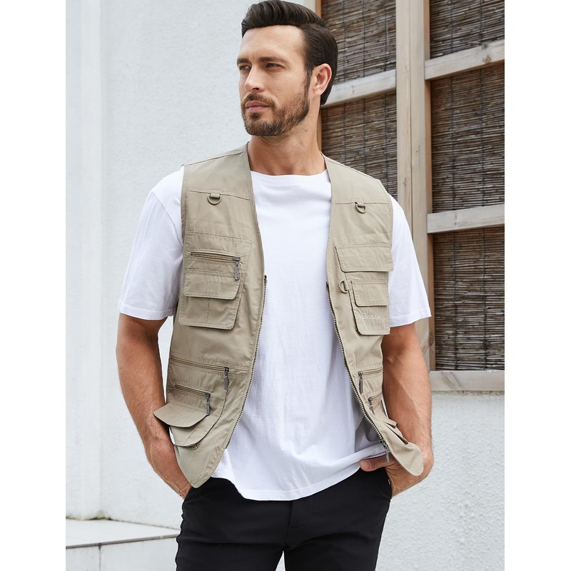 Gihuo Men's Fishing Vest Utility Safari Travel Vest with Pockets
