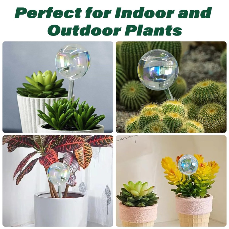 2 Pcs Glass Self Watering Globes, Iridescent Automatic Plant Waterer