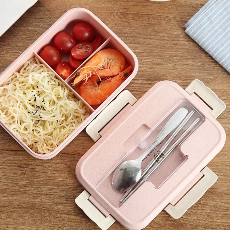 Maíz Contenedor Lonchera Box Lunch Topper Portatil + Cubiertos