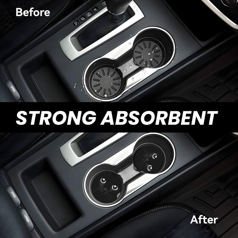 Cute Black Cat Car Coasters for Drinks Absorbent, 2 Pack