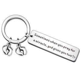 QMVMV Twin Mum Gifts Keyring Sometimes When You Pray for a Miracle God Gives You Two Keyring Mum of Twins Gifts New Mum Gift Christmas Birthday Gift Mothers Day Gift for Twin Mum