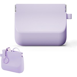 Freewindo Funda de silicona para organizador de auriculares, estuche para auriculares con cable, monedero de silicona, portamonedas para cambio para mujeres y hombres (Pequeño, Púrpura)