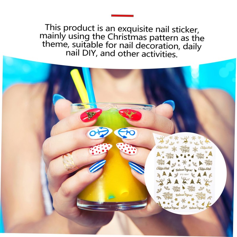 Healeved 3sets Cartoon Christmas Nail Art Stickers 3D Press Nails