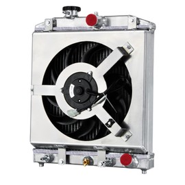 ASCIUTTA 2 Row Aluminum Radiator Shroud Fan For 1992-2001 Honda Civic D15 D16 EK EG DEL SOL Acura Integra GS LS HX 93 94 95 96 97 98 99 00