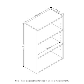 FURINNO Wright 3-Shelf Bookcase, Soft White