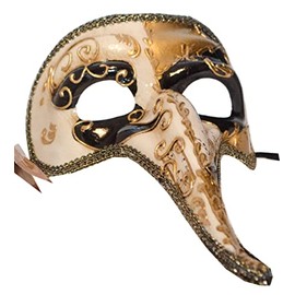 Handgefertigte venezianische Maske Lange Nase Ballmaske Maskerade Karnival Fasching Herren (N02)