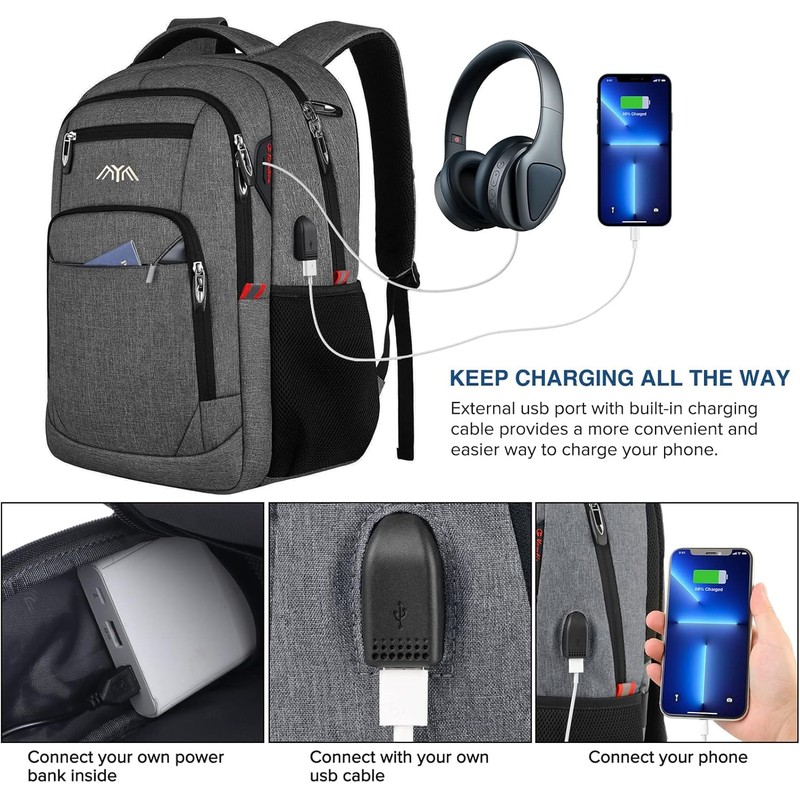 Men's School Backpack for 15.6 Inch Laptop Backpack Work Waterproof