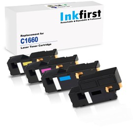 1 Set of 4 Inkfirst High Yield Compatible Toner Cartridges Replacement for Dell C1660w 332-0399 4G9HP / 332-0400 DWGCP / 332-0401 V3W4C / 332-0402 V53F6