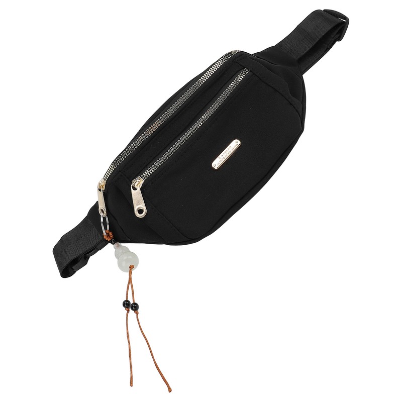 Waist Bag Multi Layer Stylish PU Smooth Zipper Large Capacity