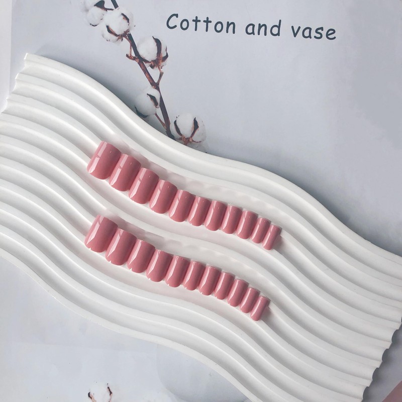 Rose Pink Press on Nails Medium Square, SXVME Natural Acrylic
