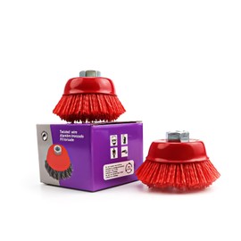 HERKINDNESS Nylon Drill, Pack of 2 Nylon Brush, Diameter 63.5 mm Nylon Cup Brush, for Deburring, Rust Removal, Paint and Dirt Cleaning