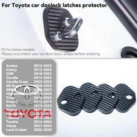 for Toyota Sienna 2021-2025 Door Lock Cover, Car Door Lock Latches Cover Protector Compatible with Toyota Sienna Avalon CHR Highlander Prius Tundra Car Parts Accessories （Carbon Fiber Pattern 4Pcs）
