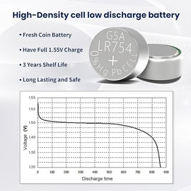 QLQXQTy 20PACK AG5 LR754 309 393 SR754 SR754 Battery Alkaline Button Cell Battery