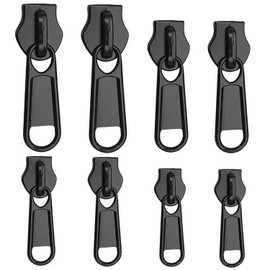 Zipper Pulls Zipper Tabs Repair Replacement Parts 4 Sizes 8 Pcs Set (Black)