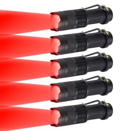LIAISIMI Red Light Torch, Tactical Bright Powerful Red LED Torch, Red Torch, Zoomable, Portable, Waterproof LED Torch, Handheld Red Light (5, Red)