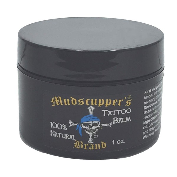Mudscupper's Tattoo Balm 1 oz. - 100% Natural First Aid for New Tattoos - Maintains Colors - Heals Faster