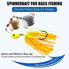 Spinnerbait Bass Fishing Lures Kit, Spinner Baits with Colorado Blades Multicolor Hard Metal Buzzbait Swimbait Jigs for Trout Walleye Pike Salmon Freshwater Saltwater Fishing 6/12pcs