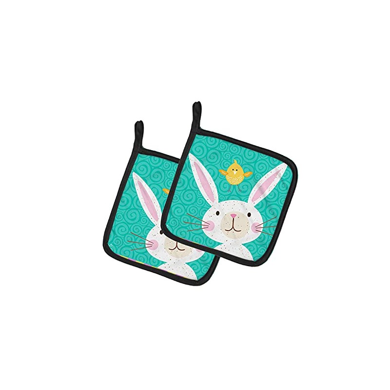 Caroline's Treasures Happy Easter Rabbit Pair of Pot Holders, Multicolor