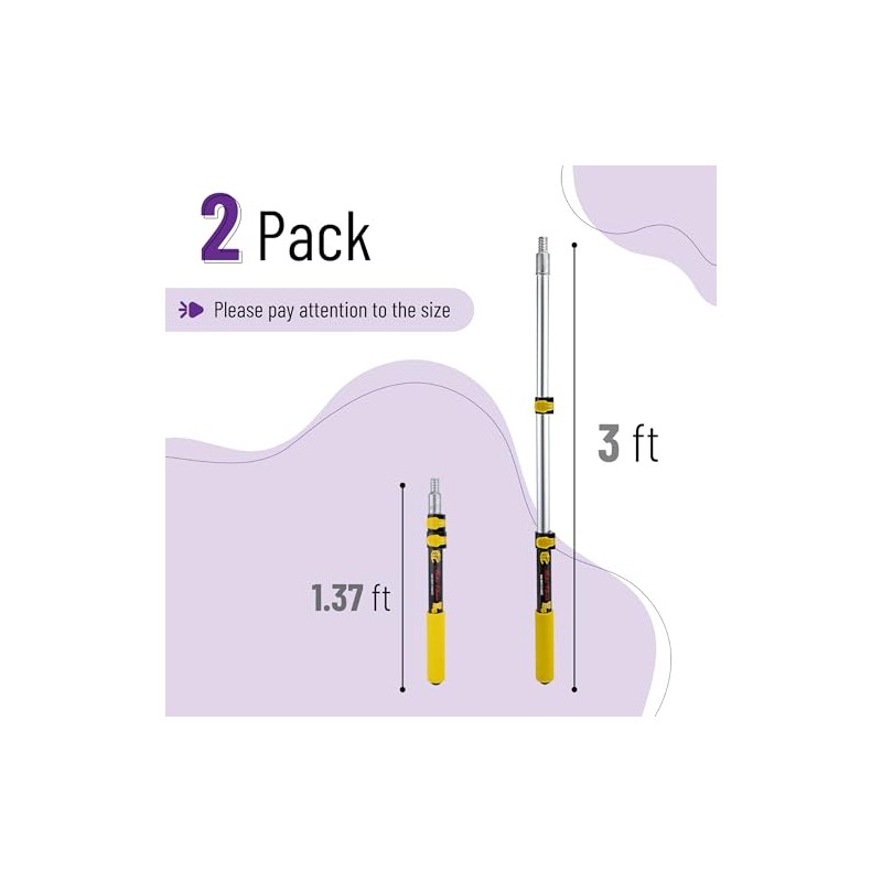 Bates- Extension Pole, 1.4 to 3 Ft Pole, 2 Pack,