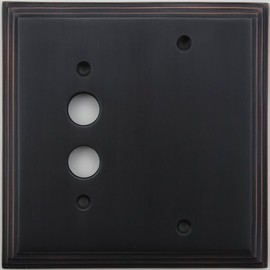 Classic Accents Deco Oil Rubbed Bronze 2 Gang Wall Plate - 1 Push Button Light Switch Opening 1 Blank