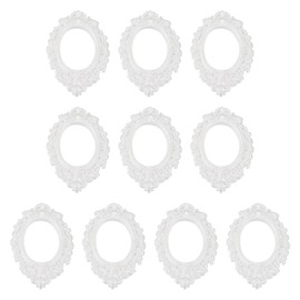 sourcing map 10pcs Vintage Resin Picture Frames, Mini Tiny Photo Frame Rectangle Jewelry Display Prop for DIY Table Top Photography Wedding Decor, White, 1.3 x 1.1