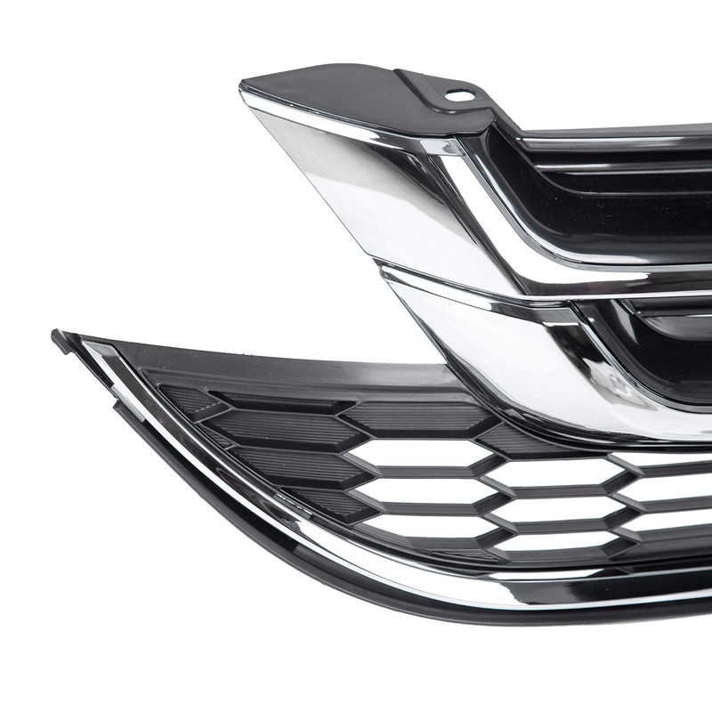 ECOTRIC Front Upper Bumper Hood Grill & Lower Mesh Chrome