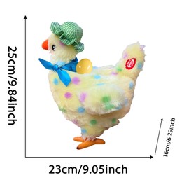Electric Laying Egg Chicken Toy Easter Electric Chicken Plush Stuffed Animal with 3pcs Easter Eggs Music Dancing Chicken Lay Egg Toy Hen Laying Eggs Toy Easter Doll Gift for Kids