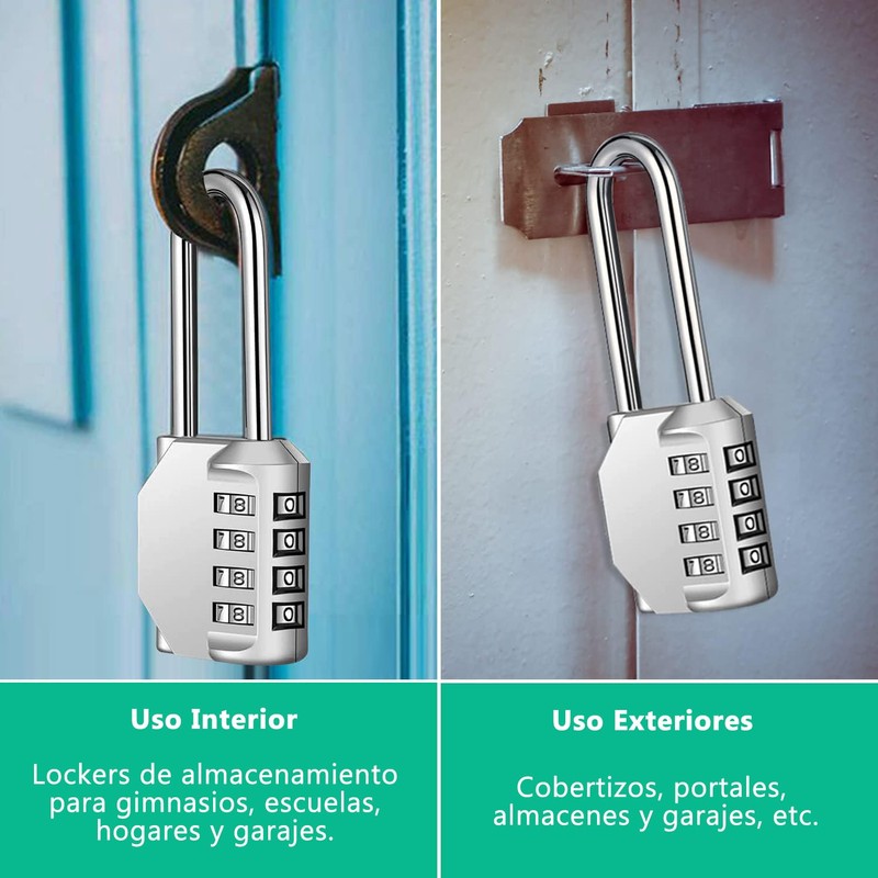 Candados,2 Pack Candado para Locker, Candado de Combinación Reajustable Impermeable