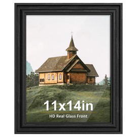 PEALSN 11x14 Picture Frame with Real Glass Front and Black Backboard, Wall Gallery Photo Frames for Wall Mounting Display