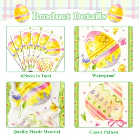 LJ 6 Pcs Plastic Easter Eggs Table Runners 14" x 108" Easter Eggs Party Decoration Easter Eggs Theme Birthday Party Supplies Disposable Table Runner for Easter Eggs Table Decor