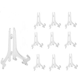 PDFans Plastic Easels Display Stands Plate Picture Frame Stand Holder Clear 1Set/10 PCS (4 Inch)